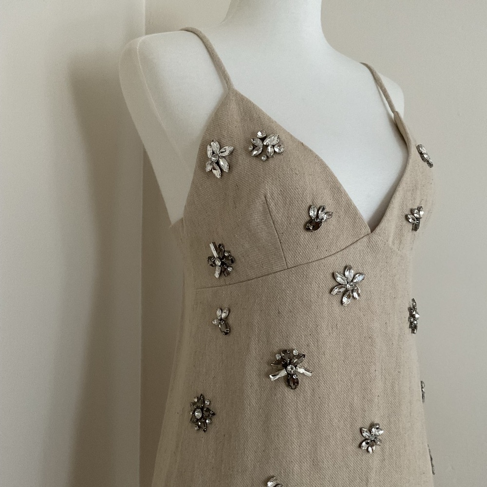 Zara Jewel Trim Linen Mini Dress - Picture 7 of 10